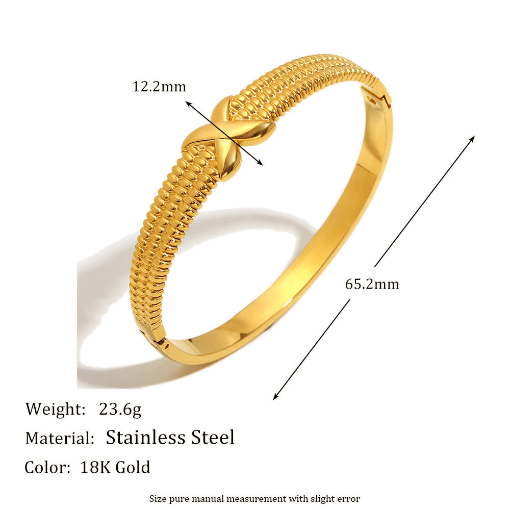 Textured X Motif Bangle