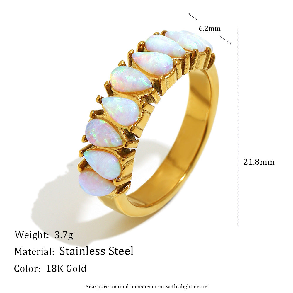 Pear-Cut Opal Half-Eternity Ring