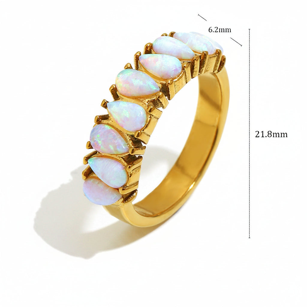 Pear-Cut Opal Half-Eternity Ring