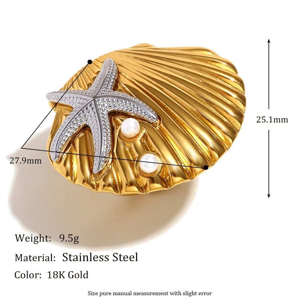 Starfish Seashell Ring