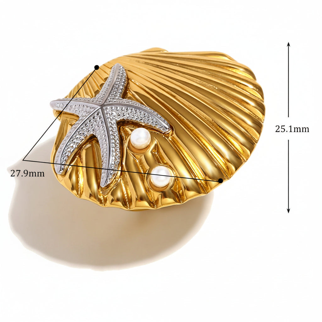 Starfish & Shell Statement Ring