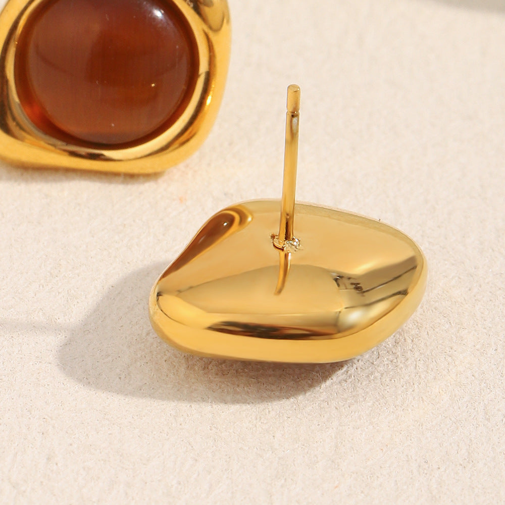 Tiger Eye Stud Earrings