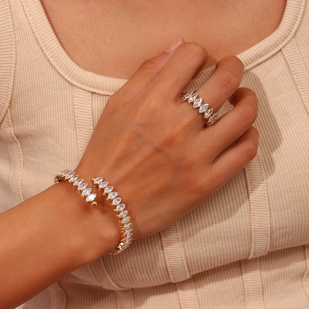 Marquise Cubic Zirconia Open Bangle