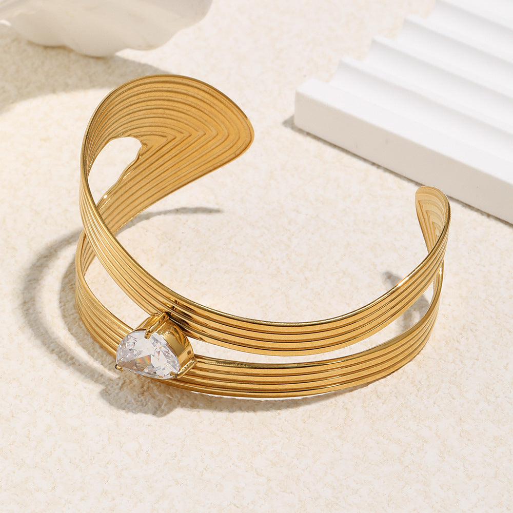 Ribbed Teardrop Cuff Bracelet