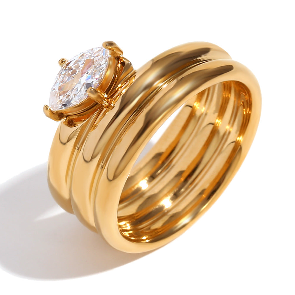 Chunky East-West Marquise Triple Band Ring
