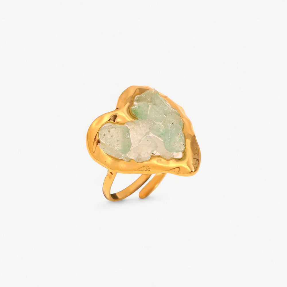 Amazonite Heart Open Ring