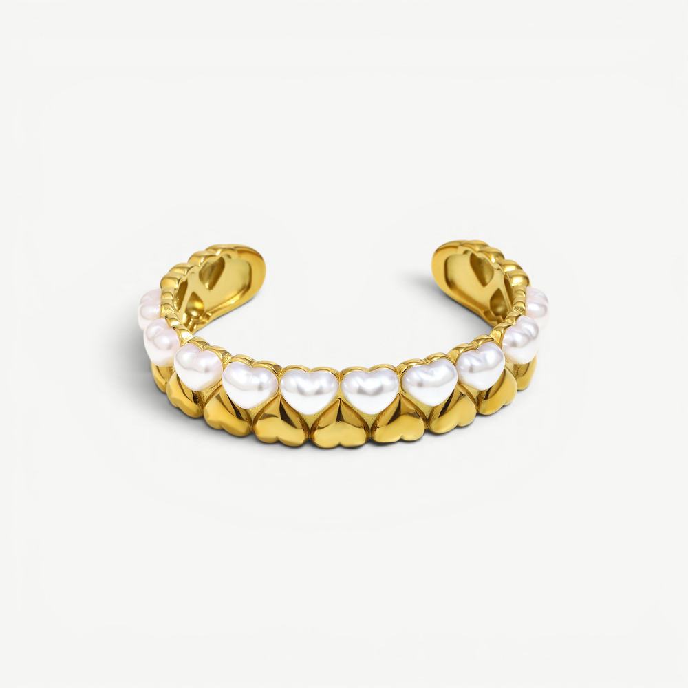 Pearl Heart Motif Cuff