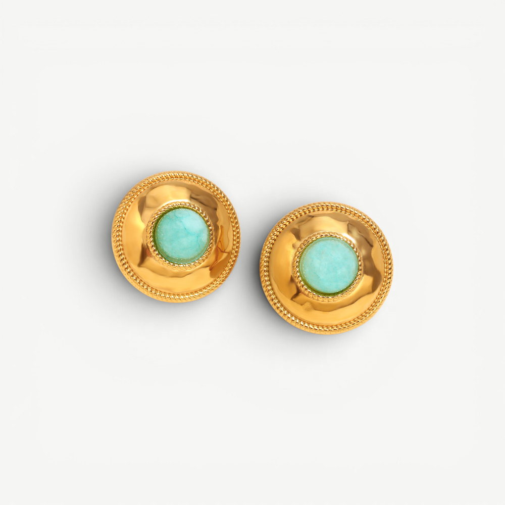 Hammered Amazonite Button Studs