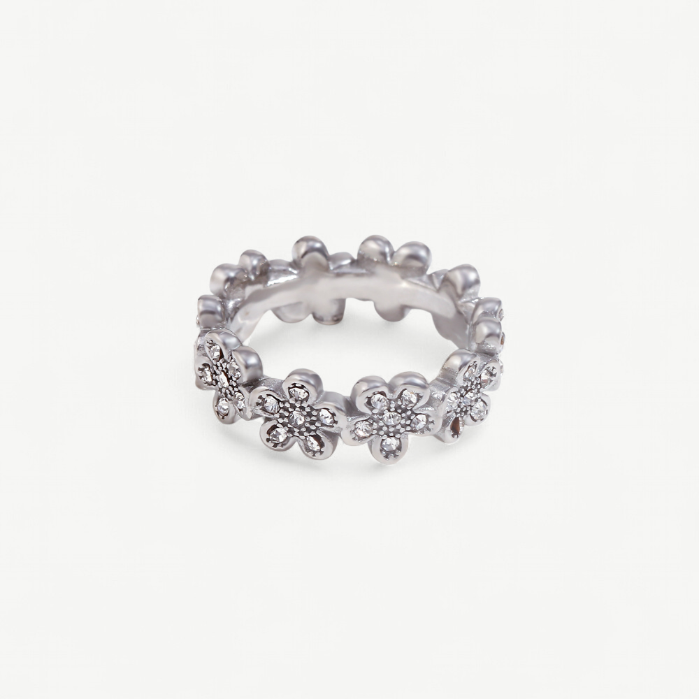 Floral Cubic Zirconia Eternity Band