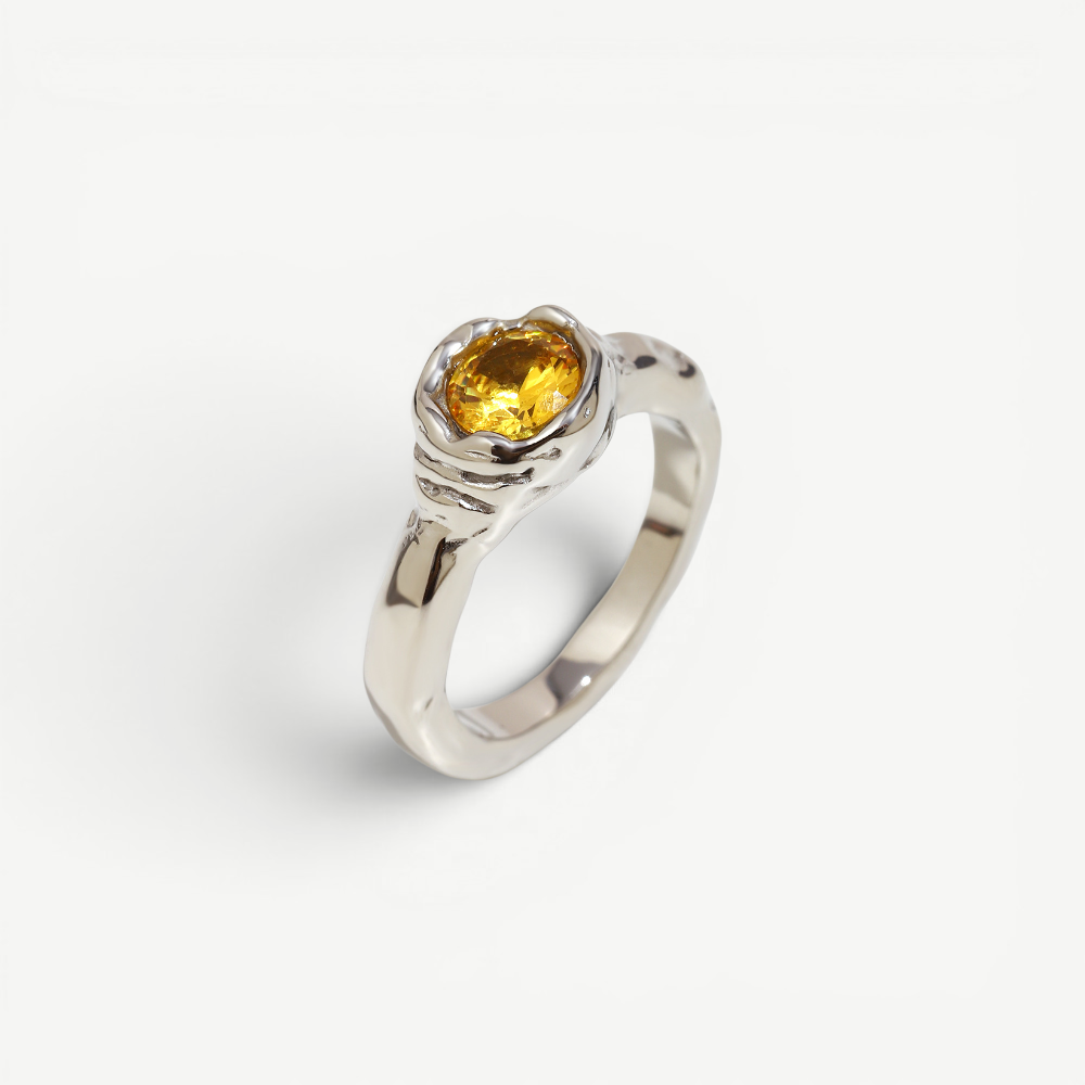Chunky Molten Solitaire Ring