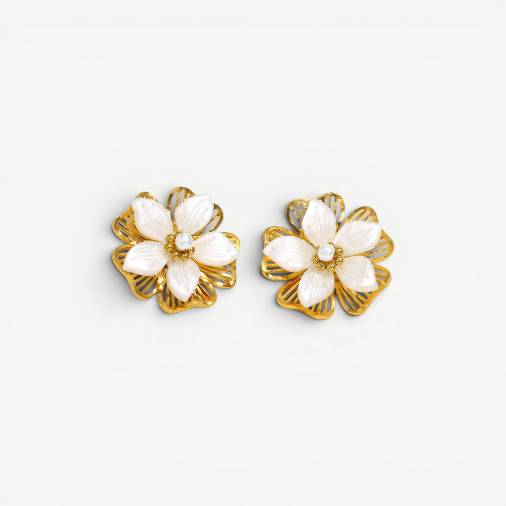 Layered Shell Flower Studs