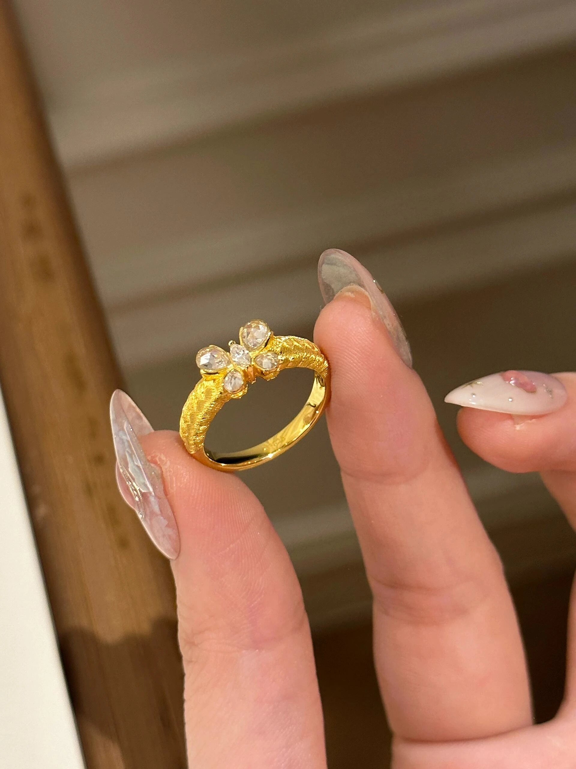 Wheat Ear Butterfly Brushed Ring