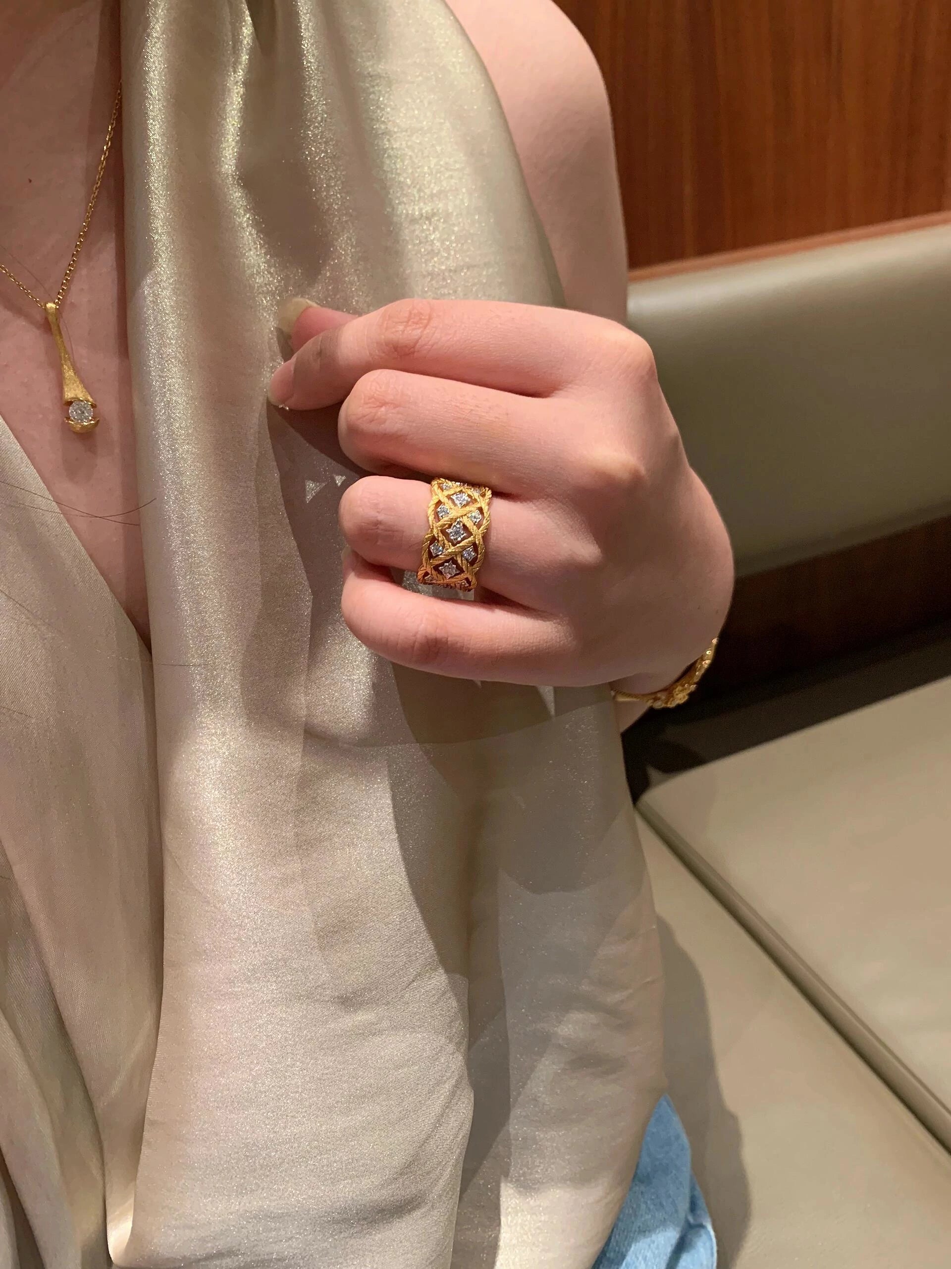 Brushed Braided Lattice Ring