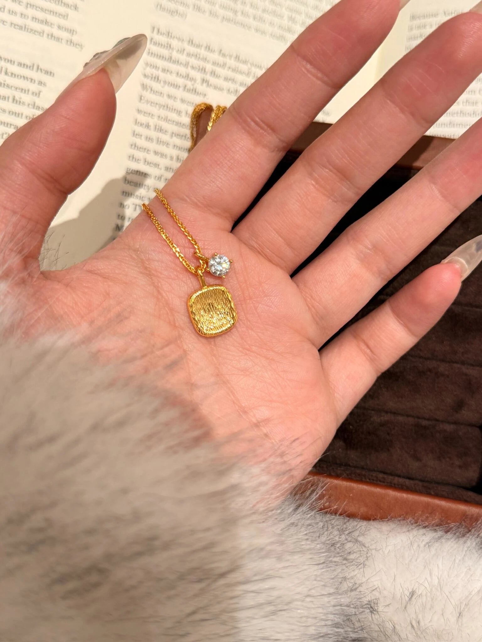 Brushed Sugar Cube Necklace