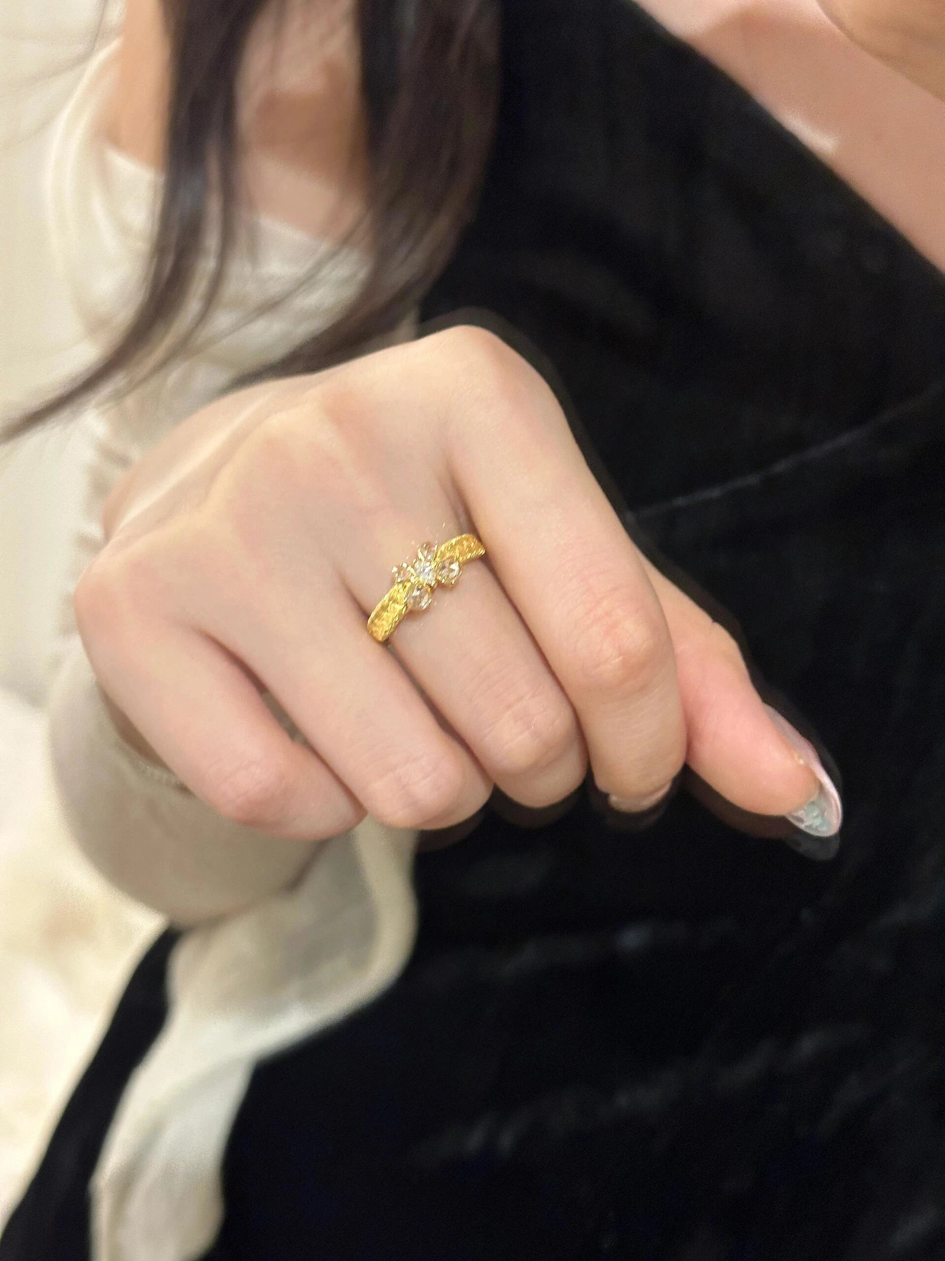 Wheat Ear Butterfly Brushed Ring