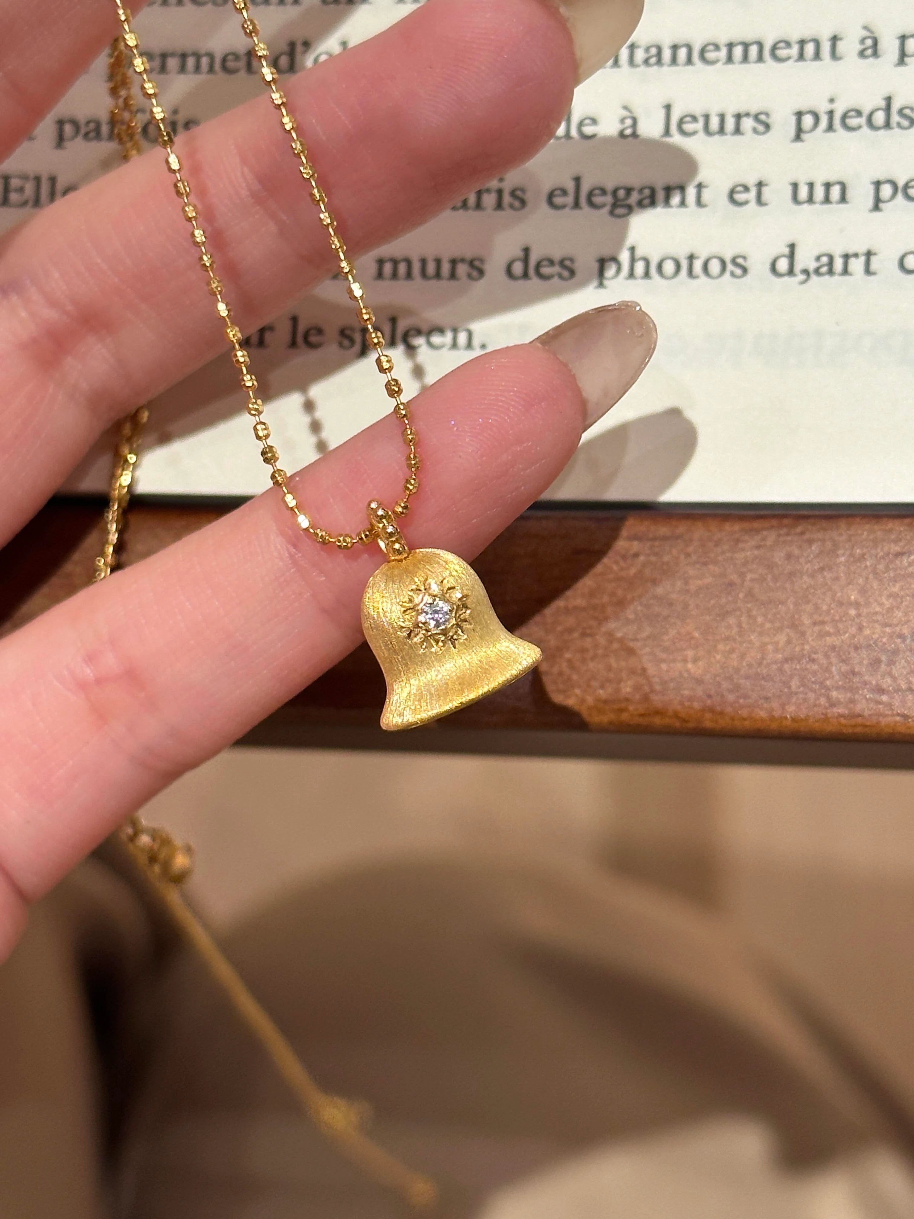 Brushed Bell Pendant Necklace