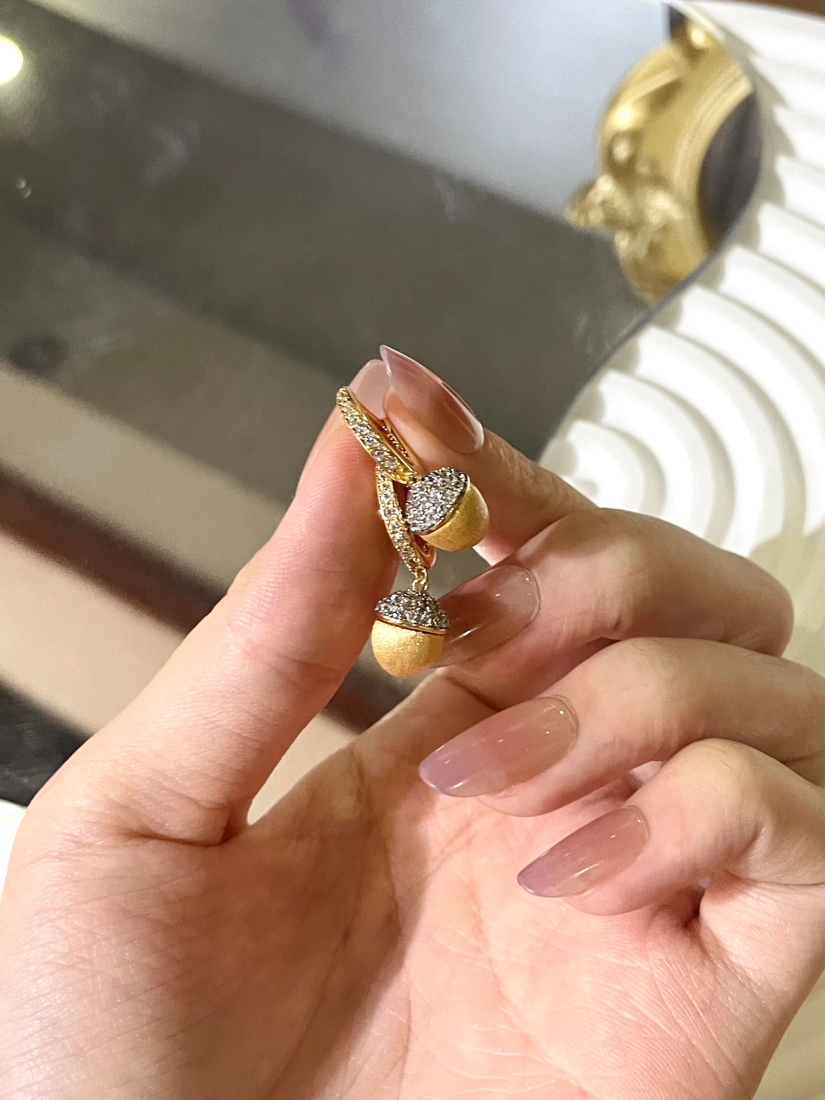 Brushed Pinecone CZ Earrings