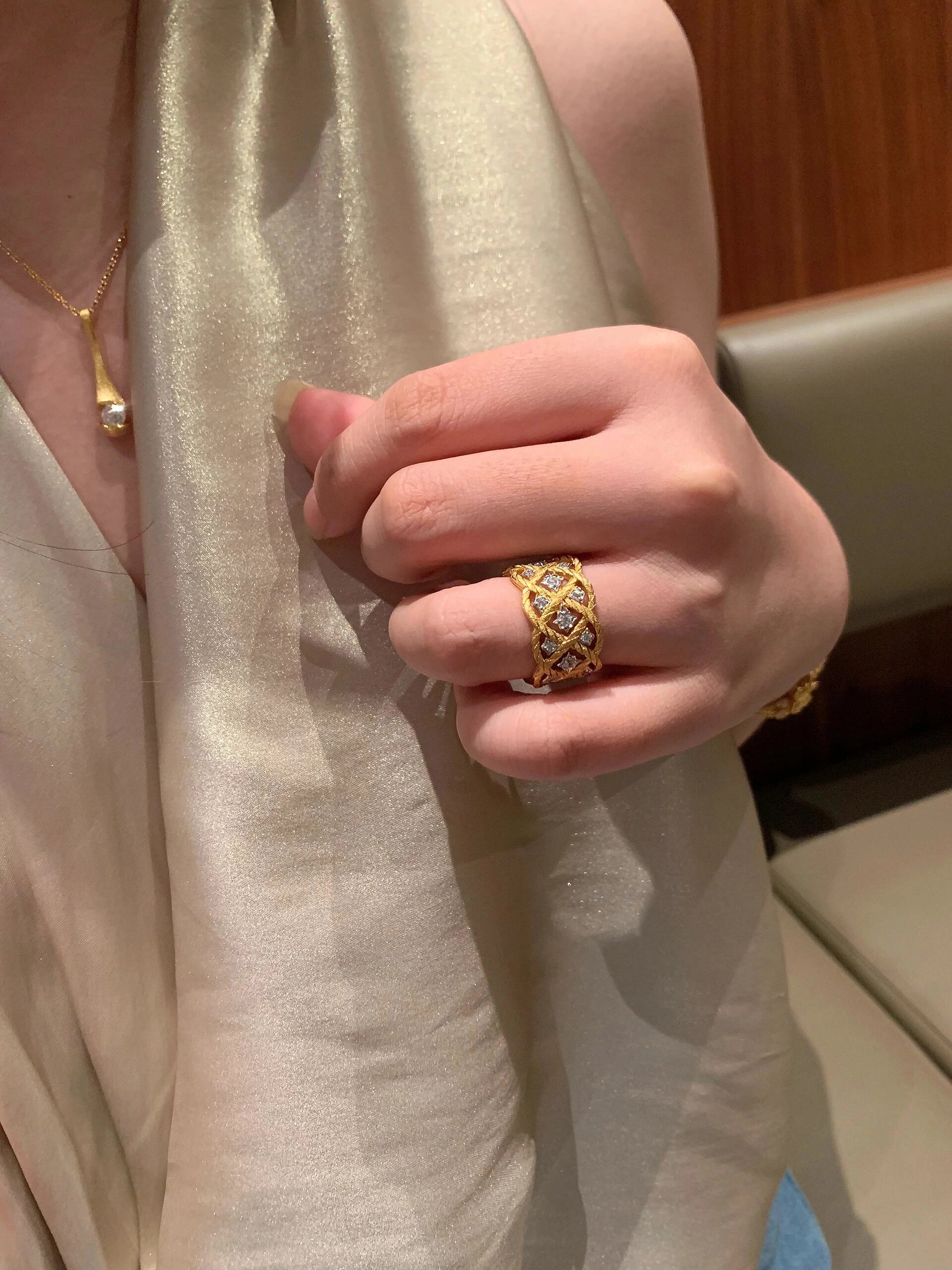 Brushed Braided Lattice Ring