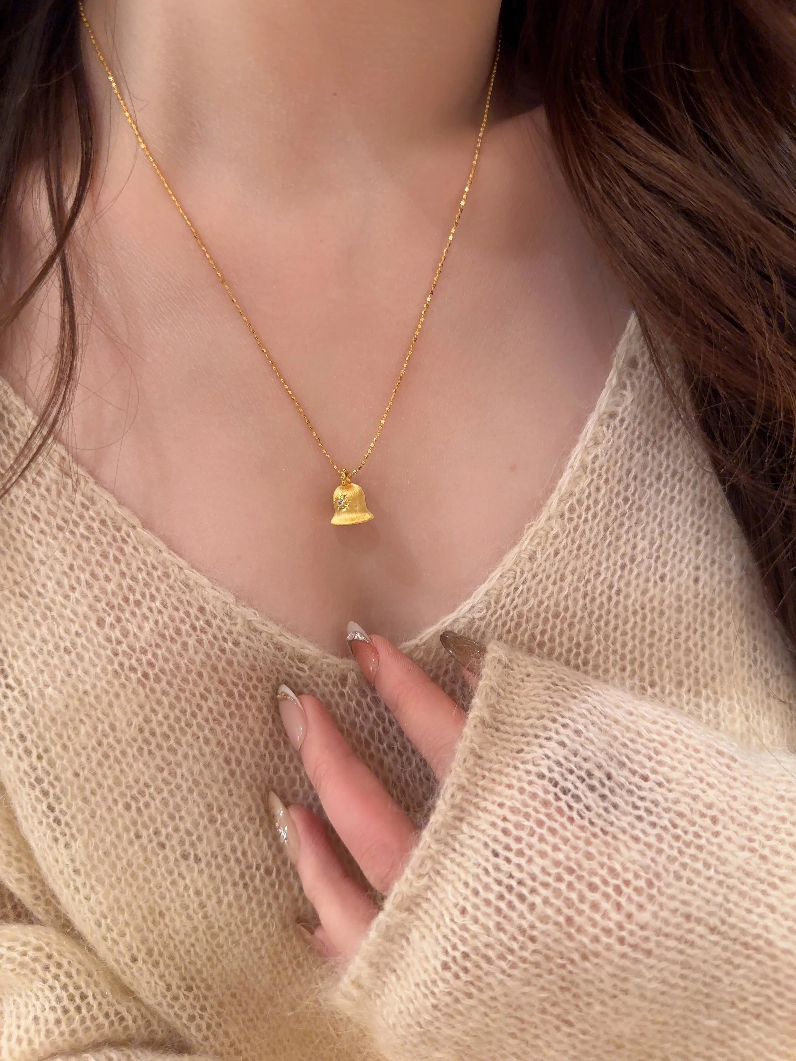 Brushed Bell Pendant Necklace