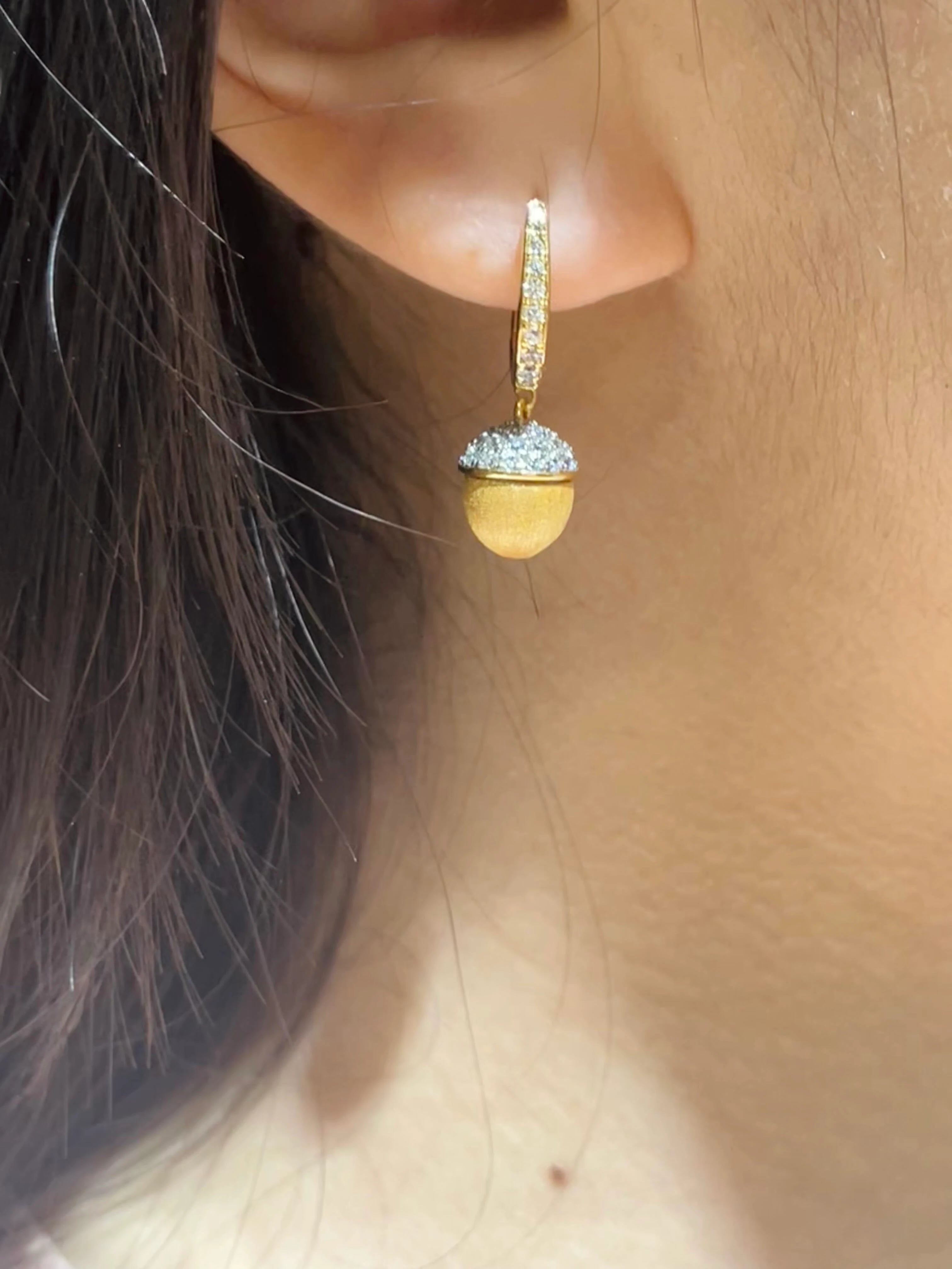 Brushed Pinecone CZ Earrings