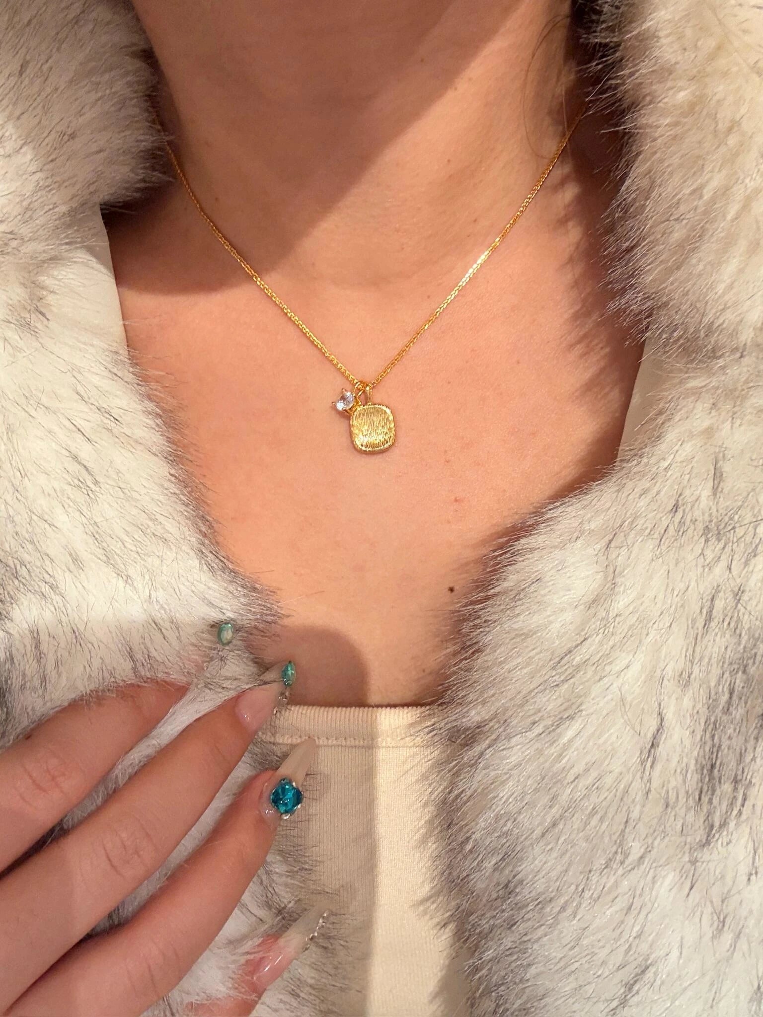 Brushed Sugar Cube Necklace