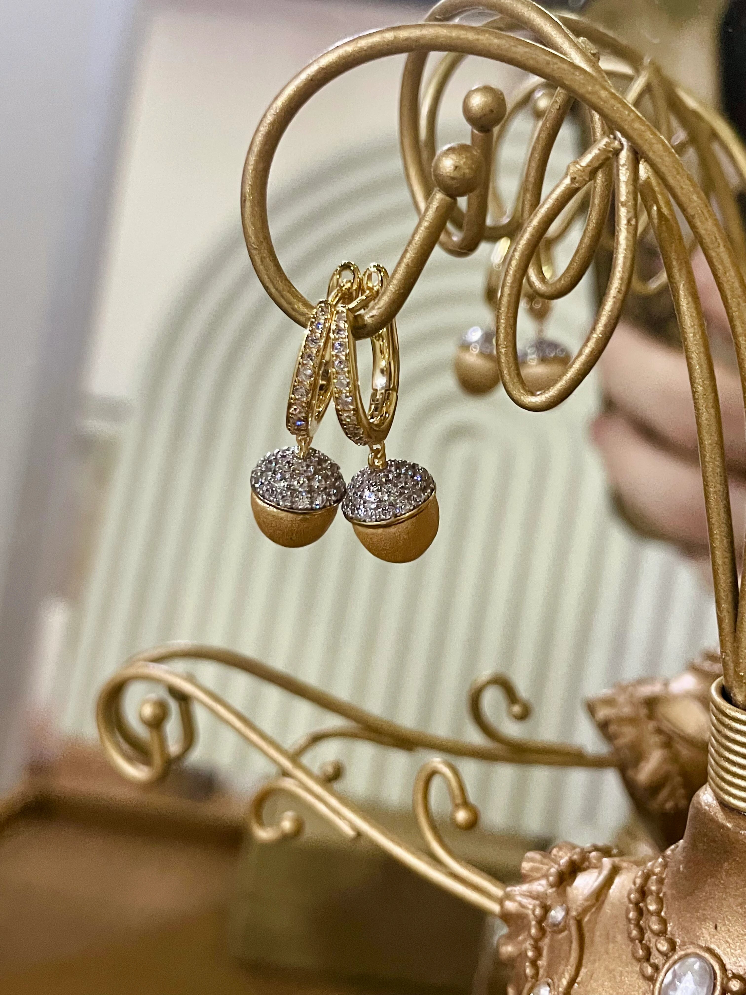 Brushed Pinecone CZ Earrings