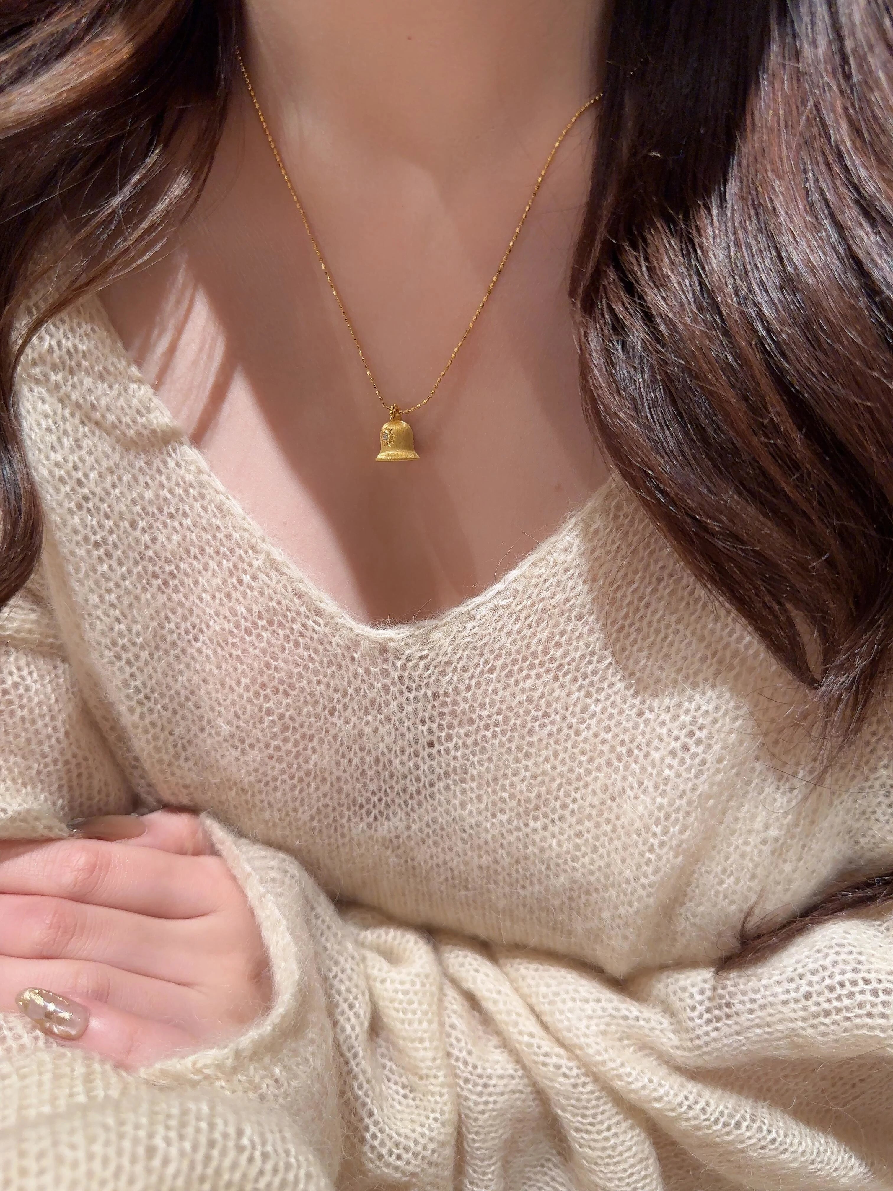 Brushed Bell Pendant Necklace