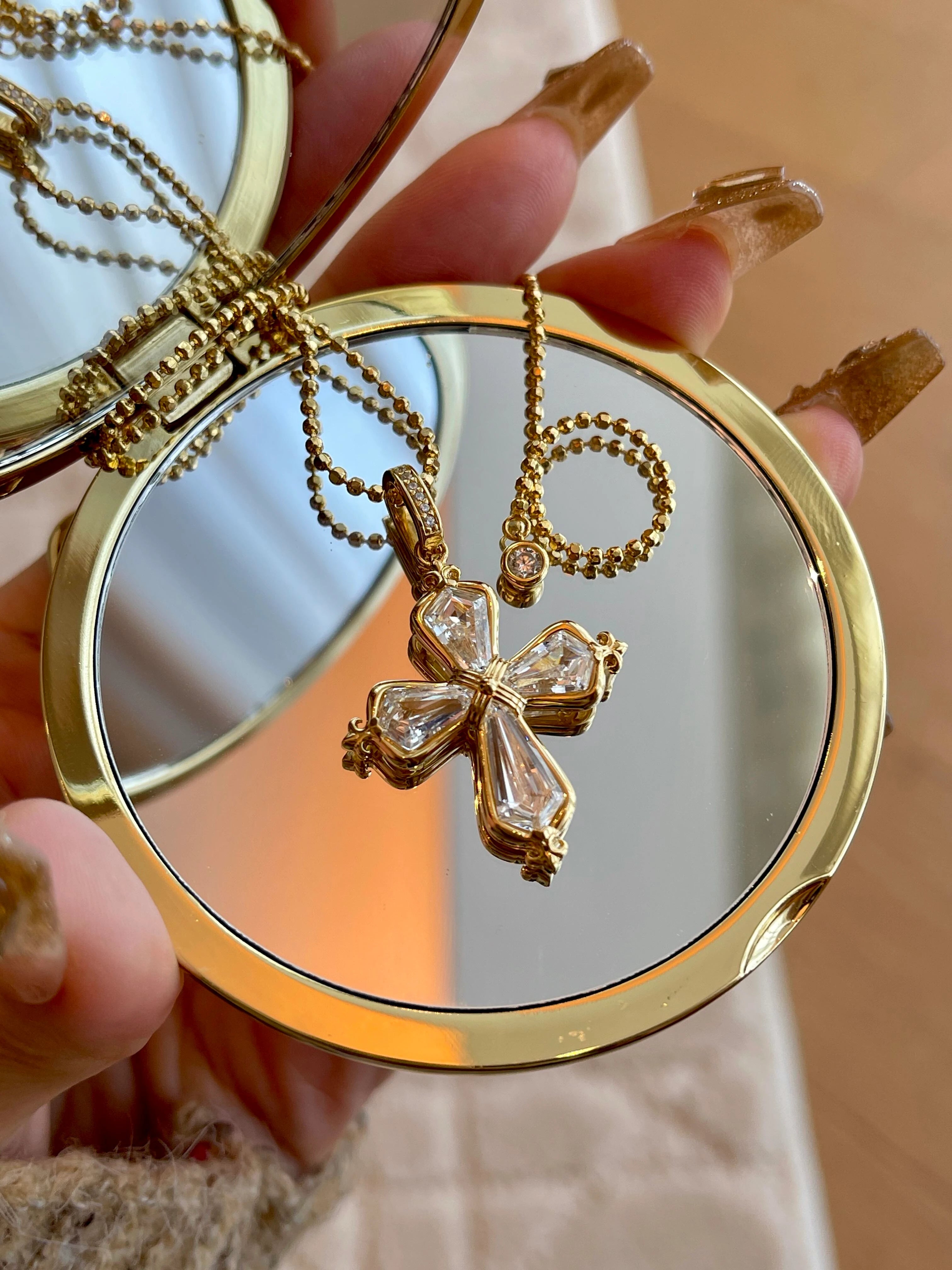 Iris Cross Pendant Necklace