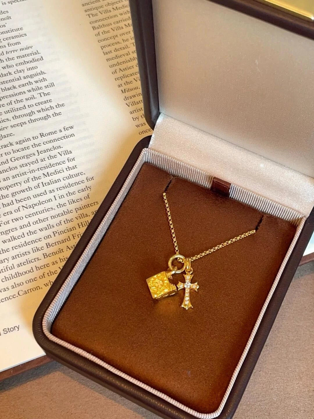 Cross Dice Charm Necklace