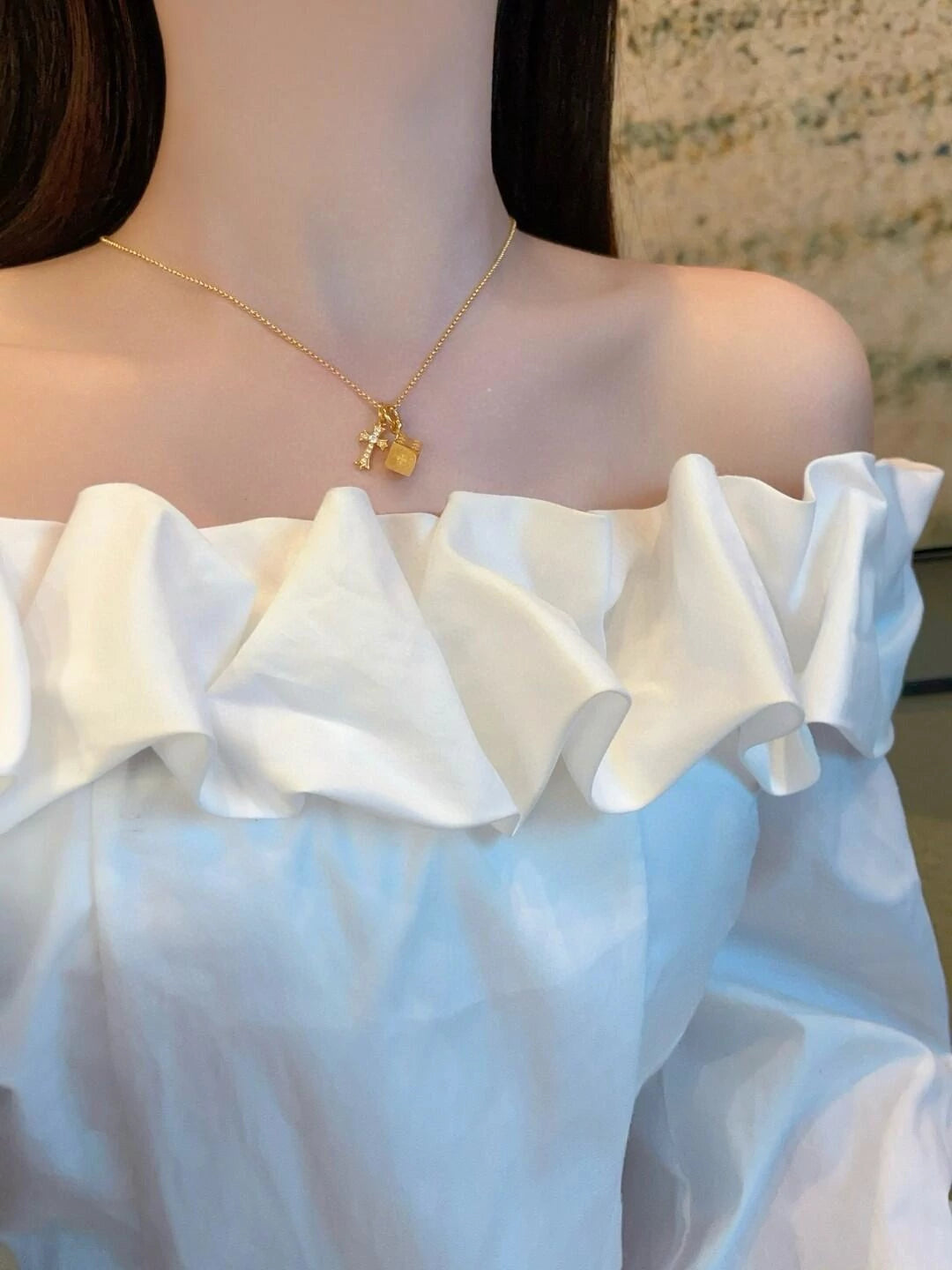 Cross Dice Charm Necklace