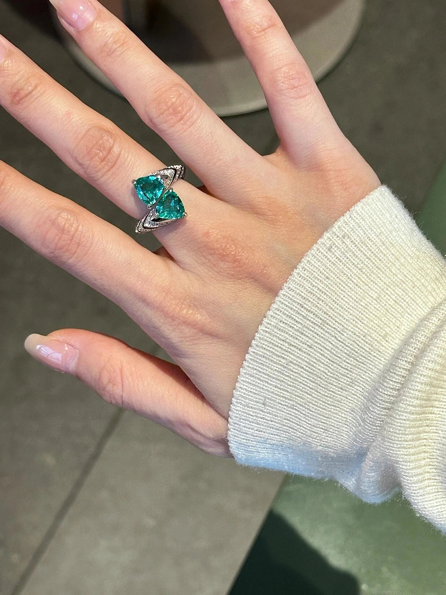 Zebra Stripe Emerald Ring