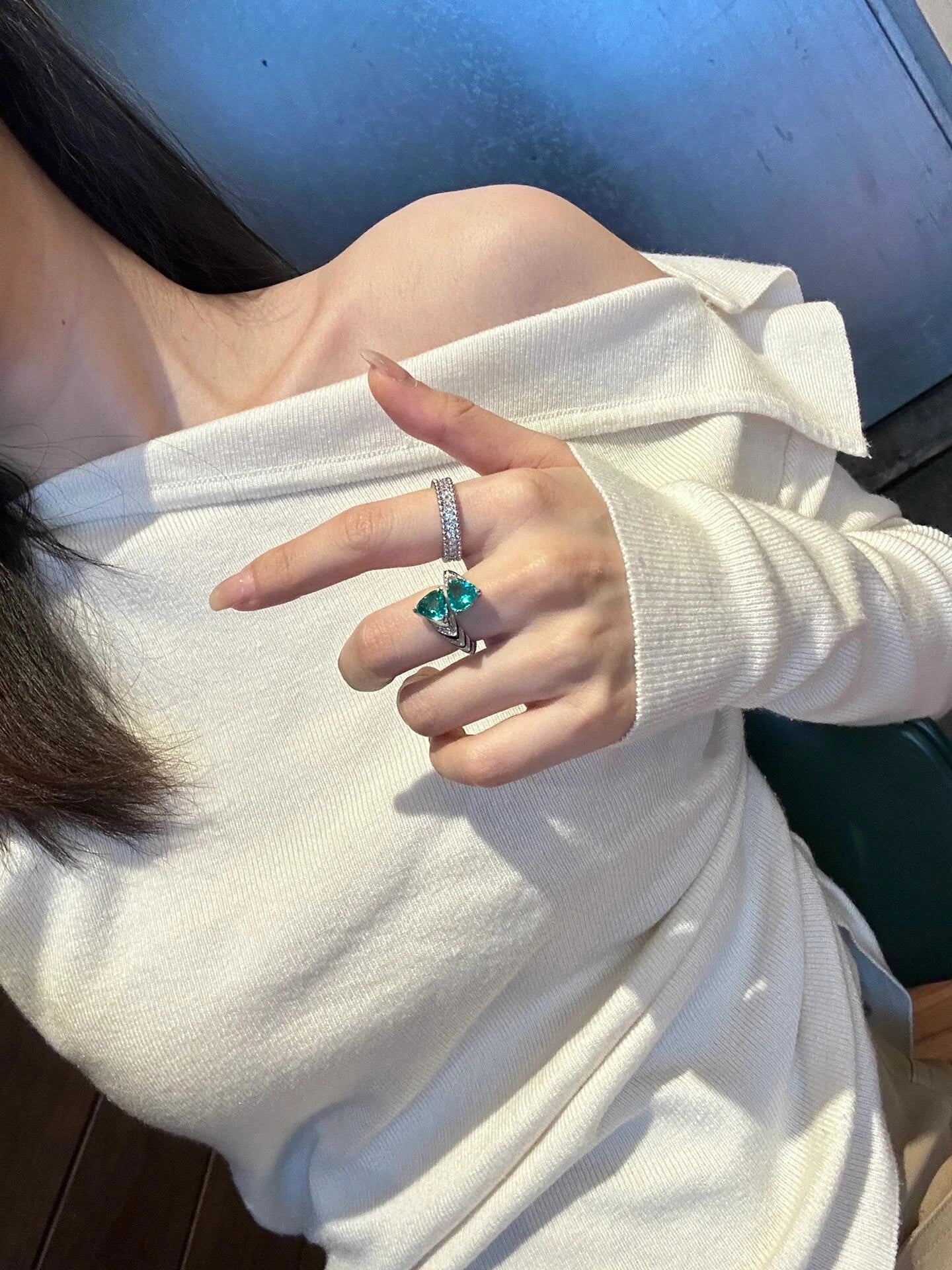 Zebra Stripe Emerald Ring