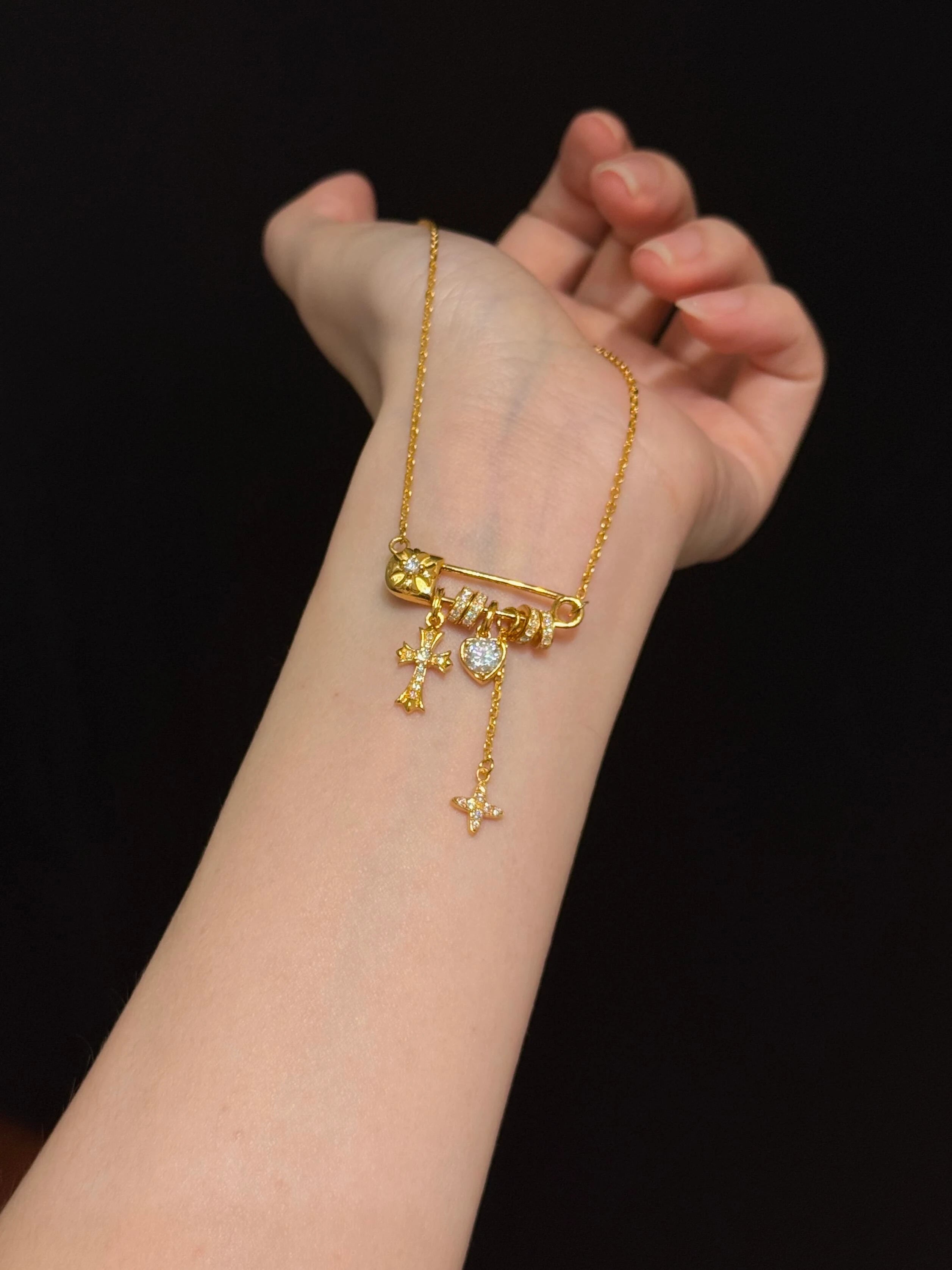 Iris Safety Pin Necklace