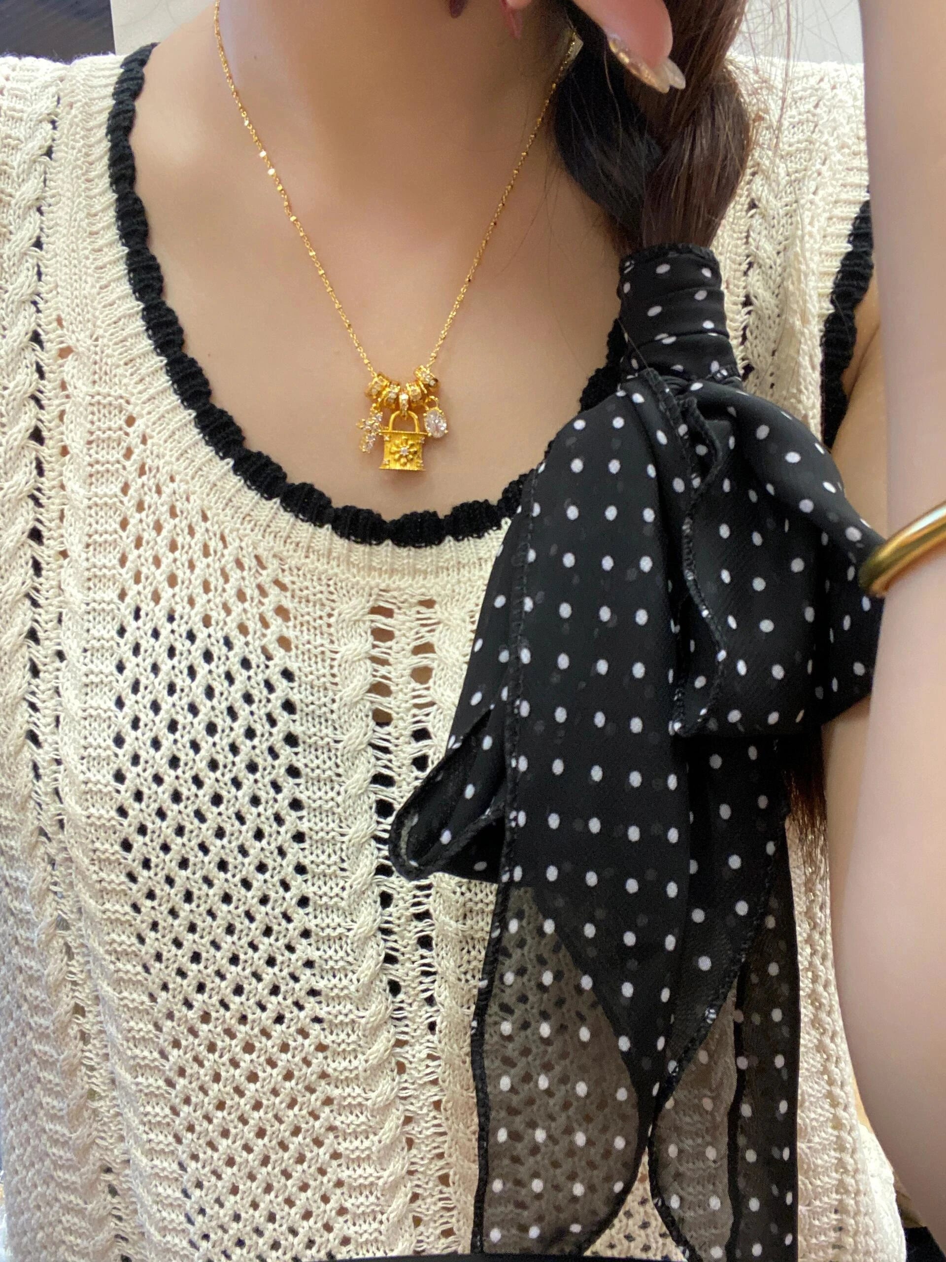 Padlock & Cross Charm Necklace