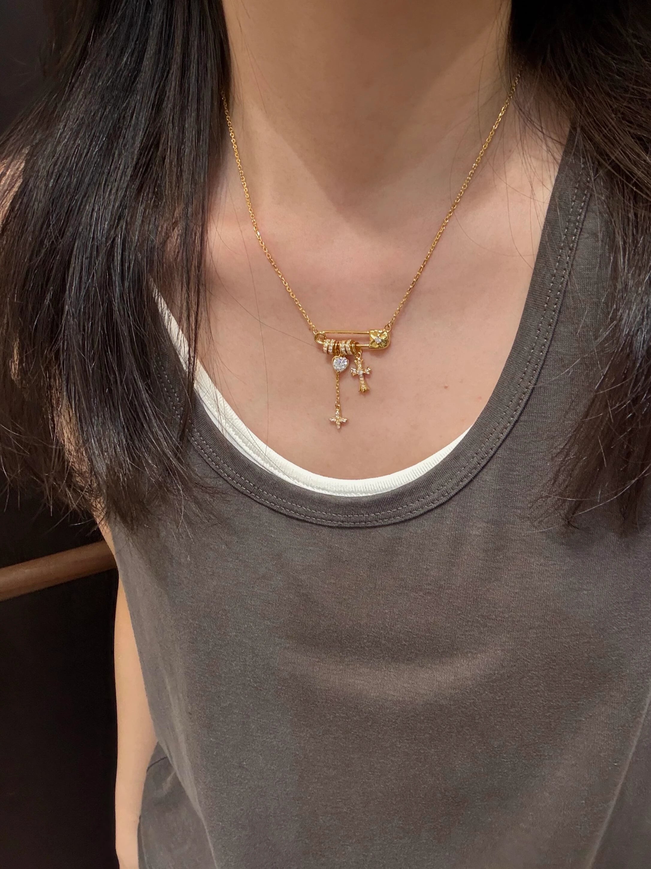 Iris Safety Pin Necklace