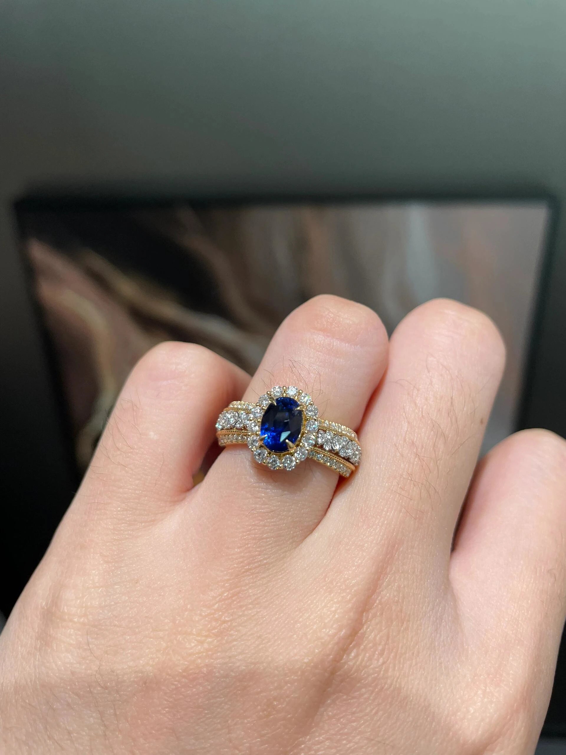 Sapphire Halo Ring