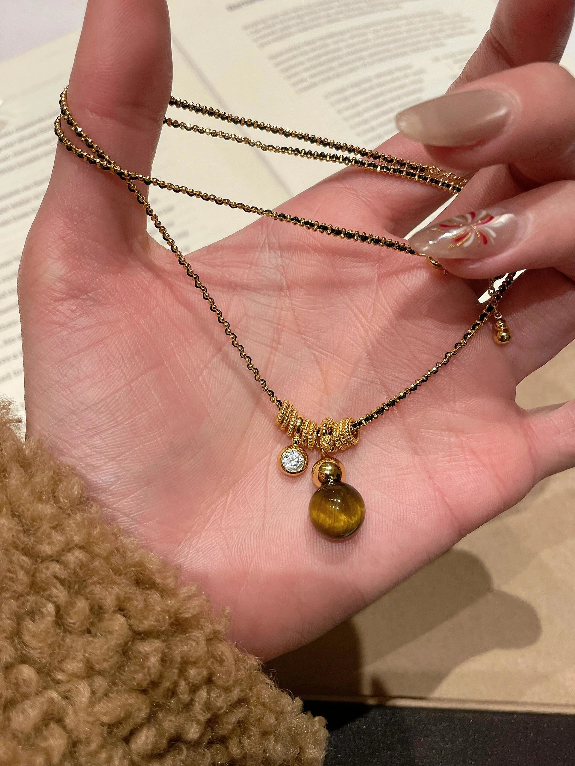 Tiger Eye Gourd Pendant Necklace
