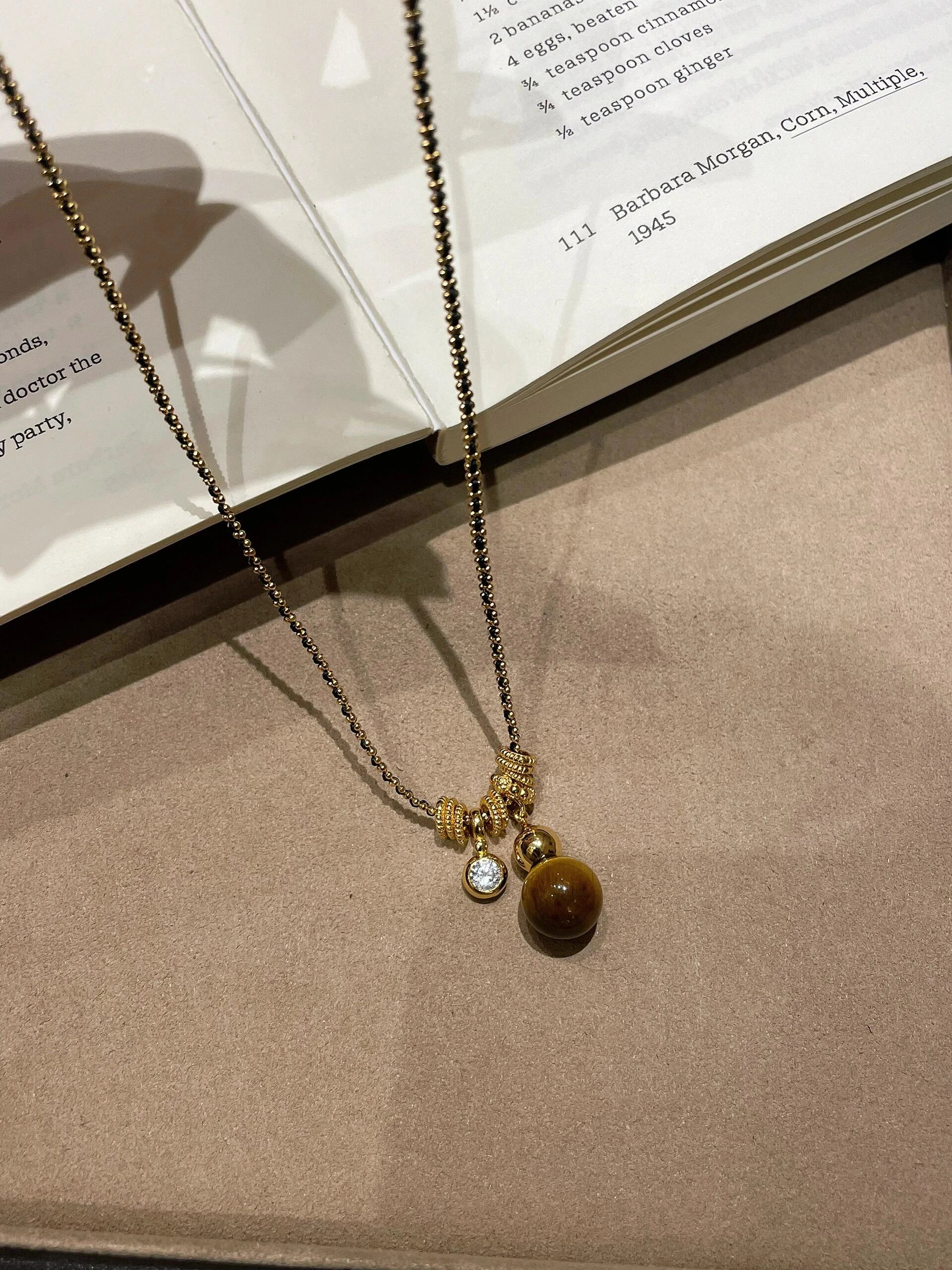 Tiger Eye Gourd Pendant Necklace