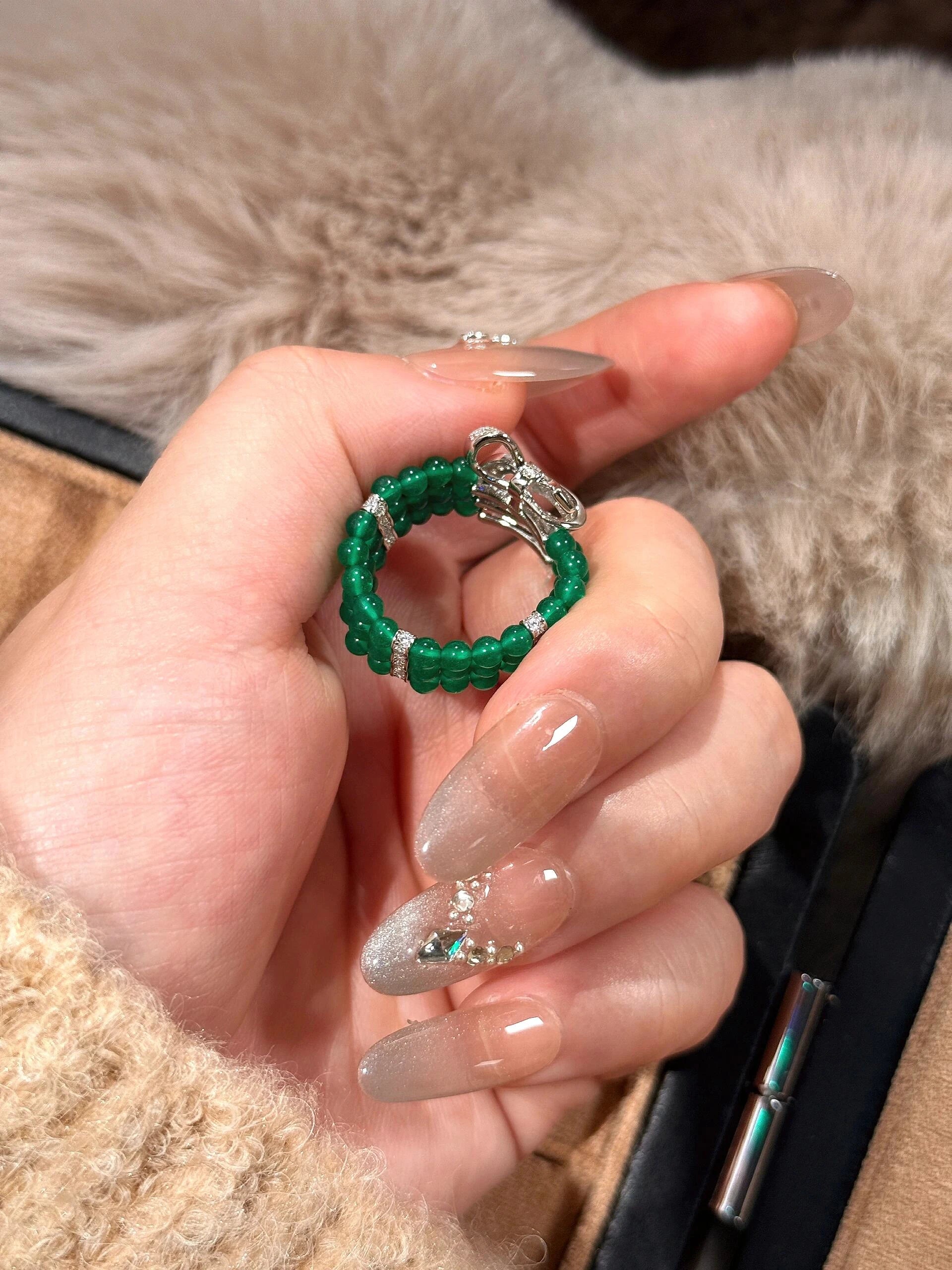 Green Chalcedony Bow Ring