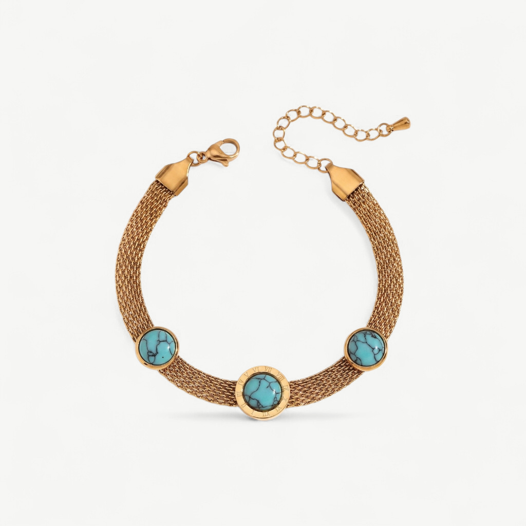 Triple Turquoise Mesh Bracelet