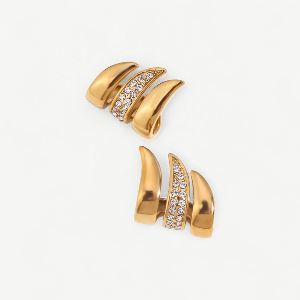 Layered Pavé Wrap Stud Earrings