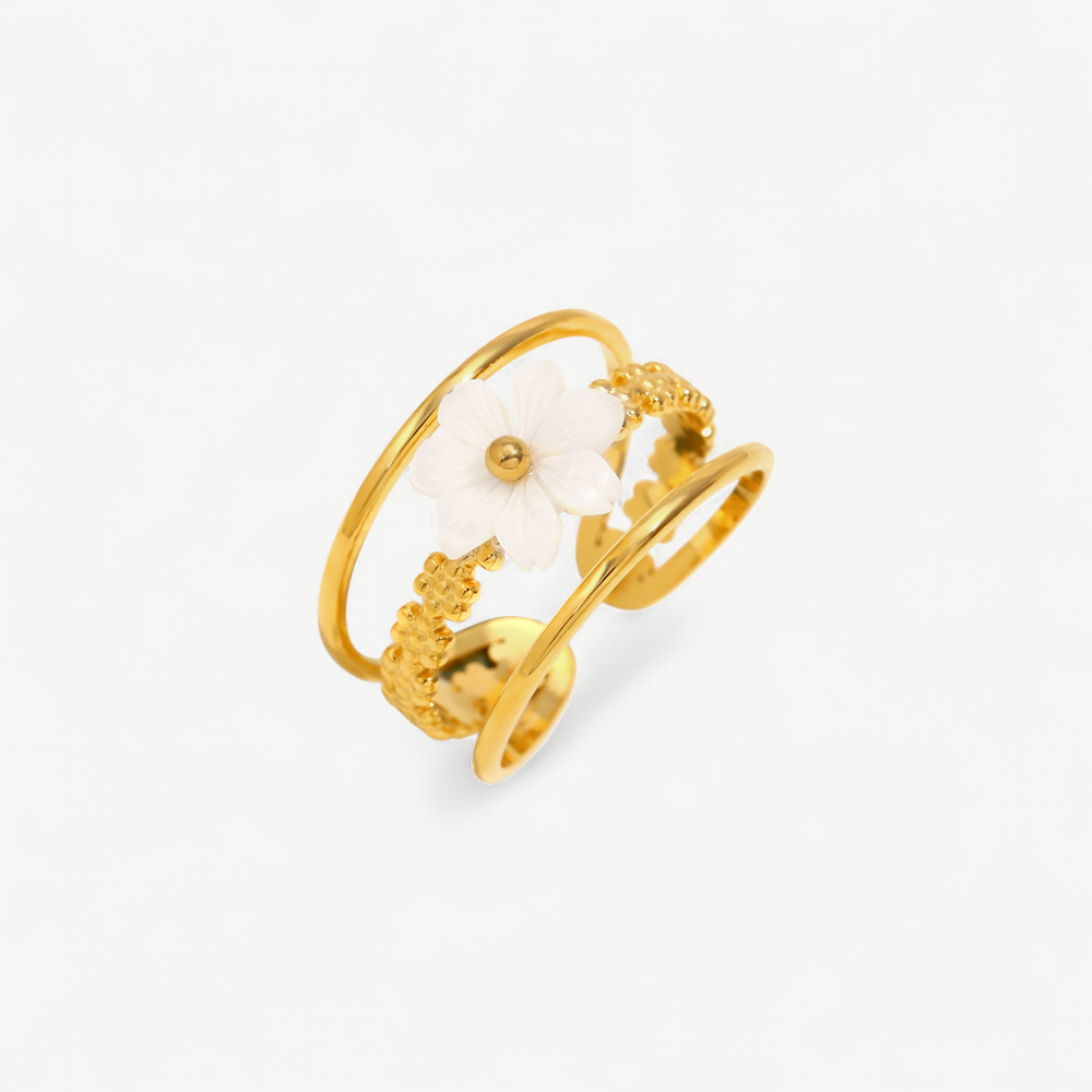 Flower Triple Band Open Ring