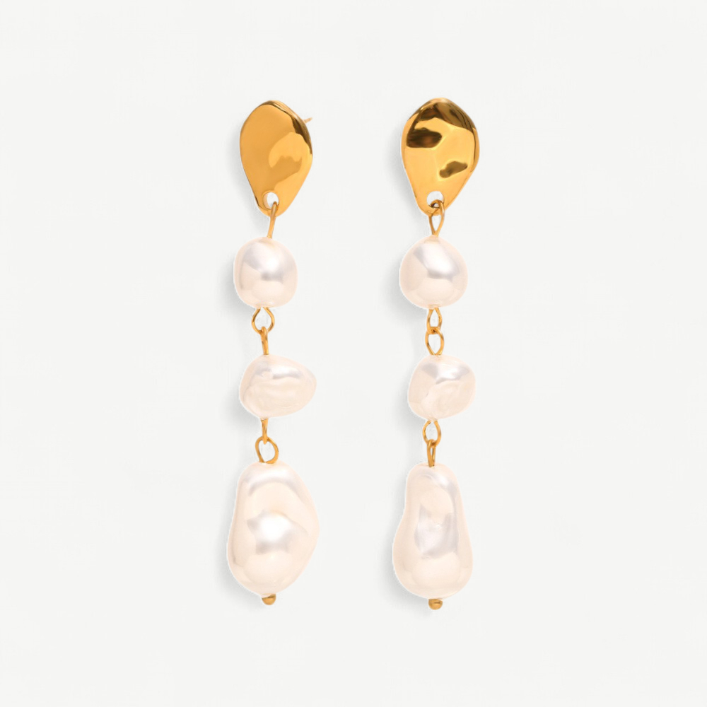 Triple Faux Pearl Drop Stud Earrings
