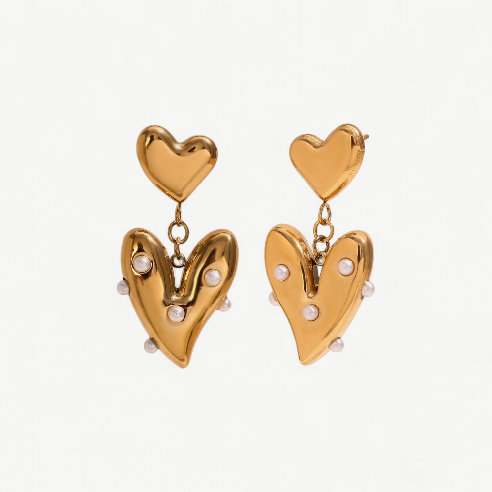 Pearl Heart Drop Earrings