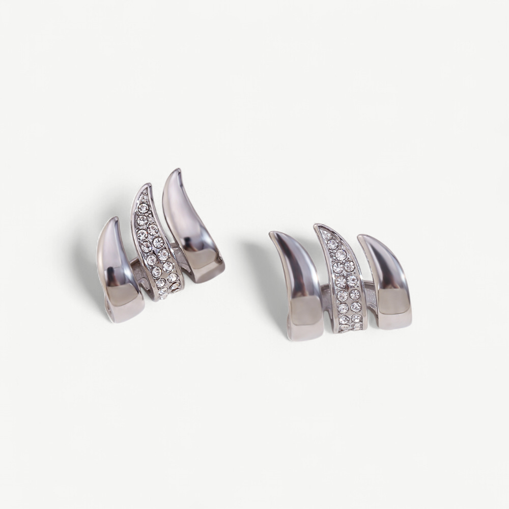 Layered Wave Stud Earrings