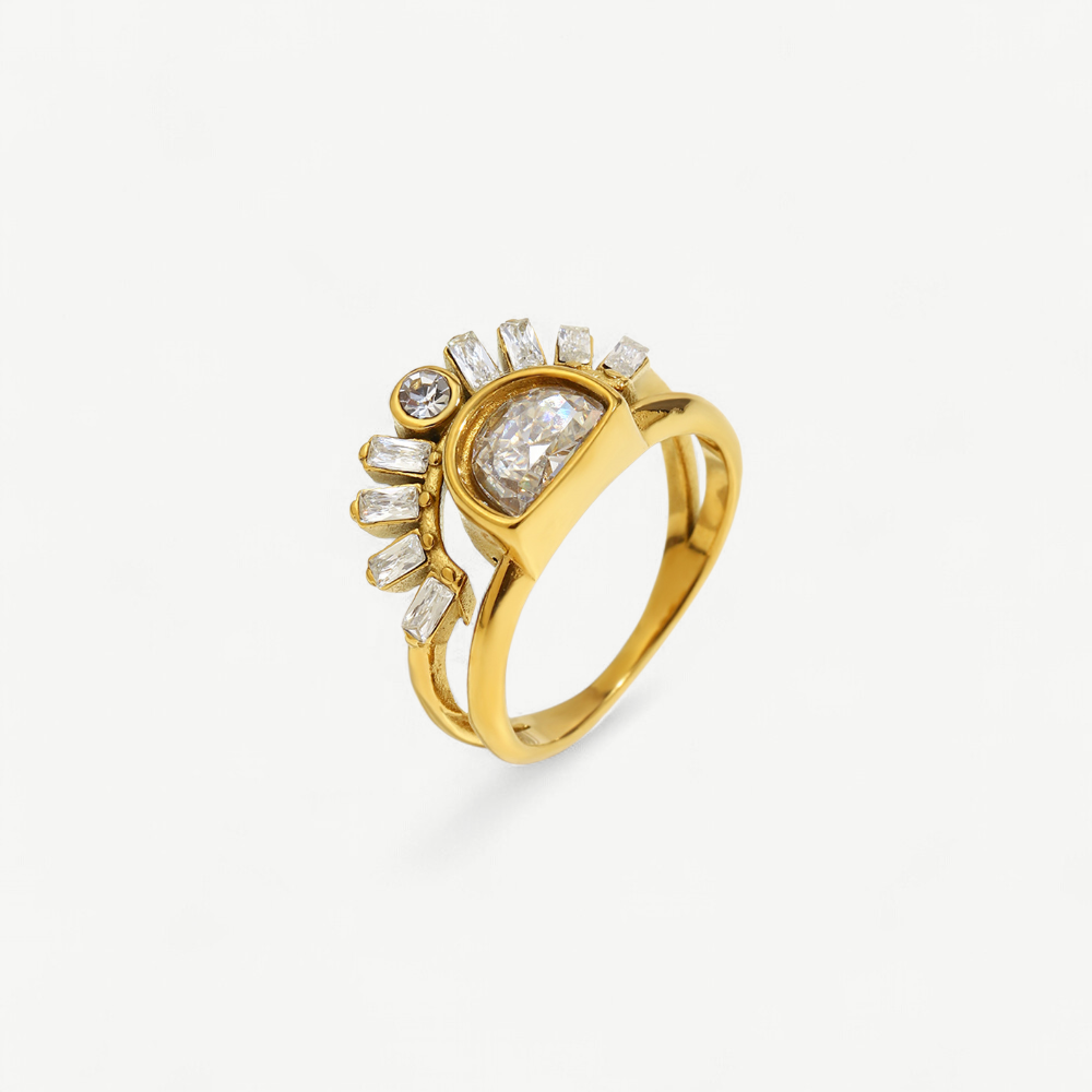 Sunburst Double Band Ring