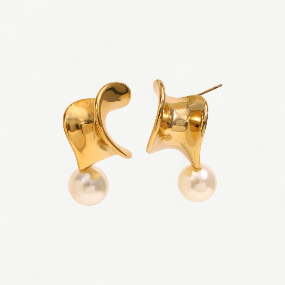 Sculptural Pearl Stud Earrings