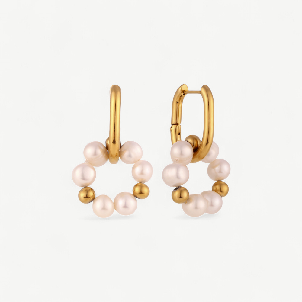 Pearl Circle Drop Earrings