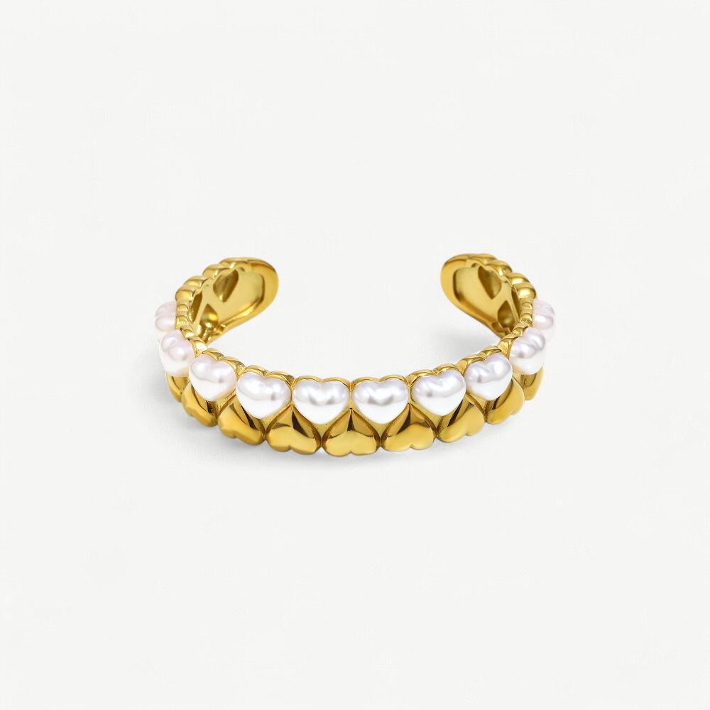 Pearl Heart Motif Cuff