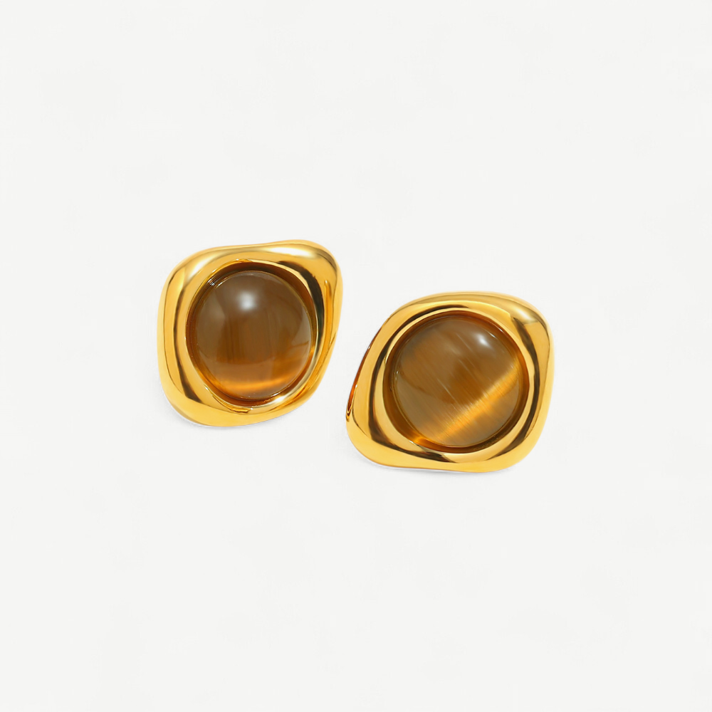 Tiger Eye Stud Earrings